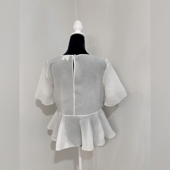 Banana Republic Limited Edition White Floral Sheer Peplum Top Size S - Picture 4 of 10